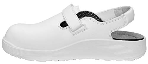 Elten Michel White ESD SB - Zuecos de trabajo para hombre (ligeros, puntera de acero), color blanco, 45, Blanco, 1