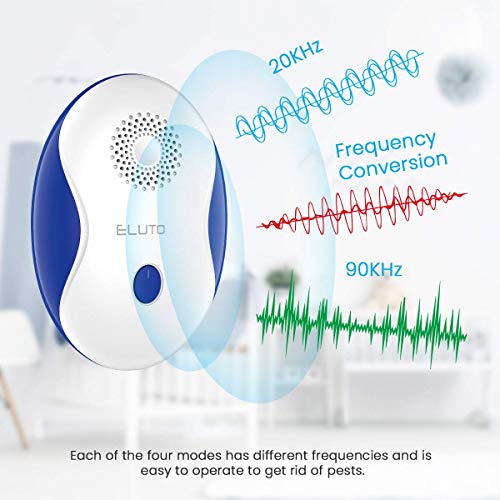 ELUTO 4PCS Repelente Ultrasónico Repelente Ultrasónico Mosquitos 4 Modos de Conversión de Frecuencia con Luces LED Utilizado para Rata Cucarachas Arañas Pulgas Insectos Mosquitos Hormigas