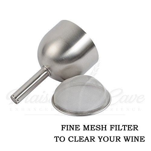 Embudo con Filtro Acero INOX 3en1 - Decantador de Vino, Aireador de Jarra y Copas, Vertedor Oxigenador Antigoteo - Mejora el Vino y Elimina Residuos - Regalo Original Cocina, Hogar, Boda, Cumpleaños