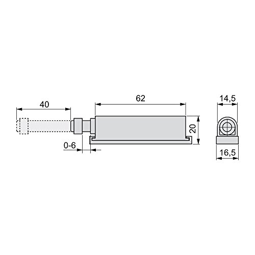 Emuca 1275221 Sistema push para puerta de mueble con pistón amortiguador, gris, Set de 10 piezas