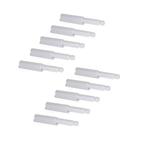 Emuca 1275221 Sistema push para puerta de mueble con pistón amortiguador, gris, Set de 10 piezas