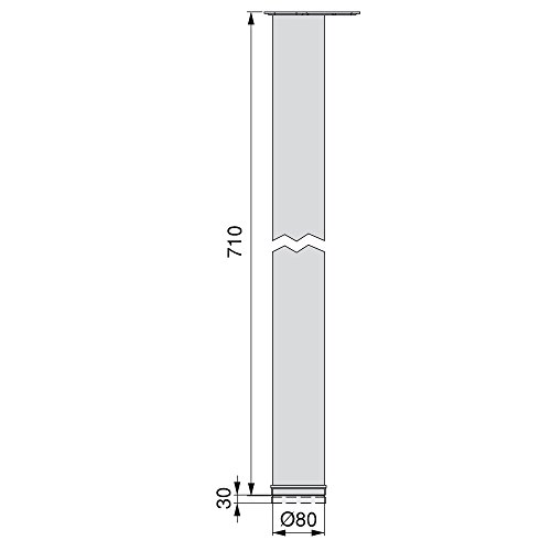 Emuca 2037525 - Pie de mesa regulable Ø 80 x 710 mm de acero pintado aluminio metalizado