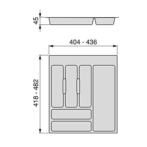 EMUCA - Cubertero Recortable para cajón, Bandeja para Cubiertos cajón Ancho módulo 50cm