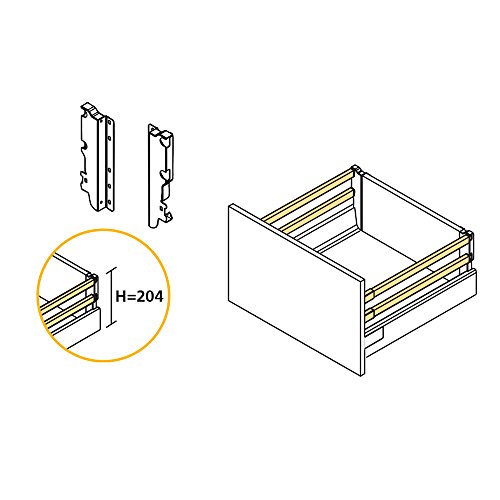 EMUCA - Kit de cajón para Cocina o baño con guias de extracción Total y Cierre Suave, Altura 204mm y Profundidad 500mm, Blanco