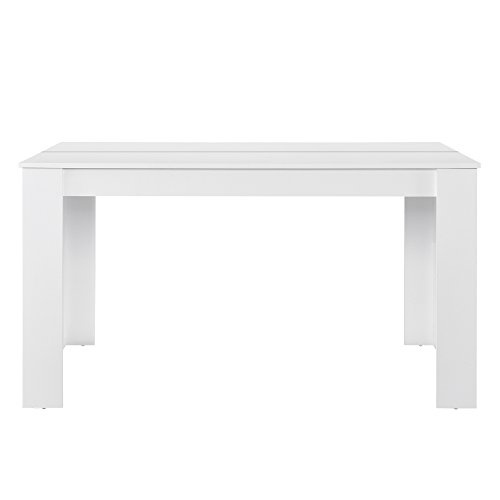 [en.casa] Mesa Elegante de Comedor para 6 sillas Blanca 140x90cm Mesa de Cocina Rectangular