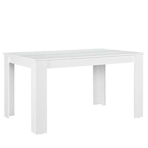 [en.casa] Mesa Elegante de Comedor para 6 sillas Blanca 140x90cm Mesa de Cocina Rectangular