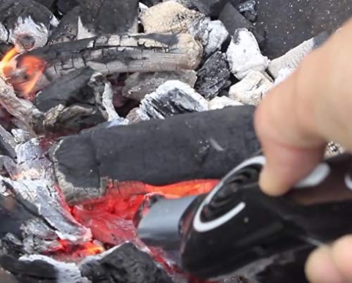 Encendedor y ventilador, 2 en 1, para hacer fuego fácilmente y avivar las llamas o brasas de carbón de la barbacoa.