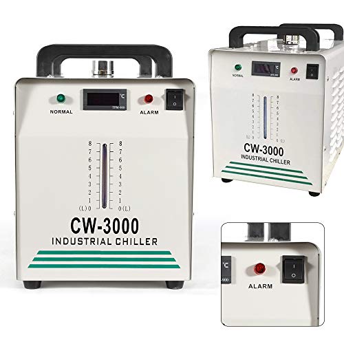 Enfriador Agua Industrial CW-3000DG 60/80W Agua Chiller Enfriador para CNC láser de grabado grabado máquinas CO2 Manguera Enfriadora DHL (9 L, tipo 50 W, para tubos CNC)