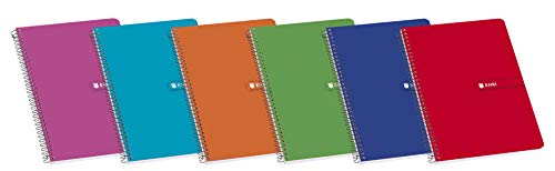 Enri 100430104 - Cuaderno rayado, A5, 80 hojas, Pack 10 Cuadernos, colores aleatorios, 4º