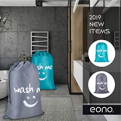 Eono Amazon Brand 2 Piezas Bolsas Cestos para la Colada, Gran Servicio de lavandería, Plegable Bolsa de Lavado de Ropa Bin (Gris)