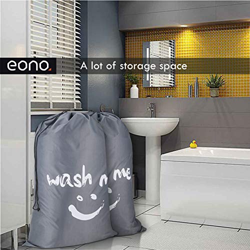 Eono Amazon Brand 2 Piezas Bolsas Cestos para la Colada, Gran Servicio de lavandería, Plegable Bolsa de Lavado de Ropa Bin (Gris)