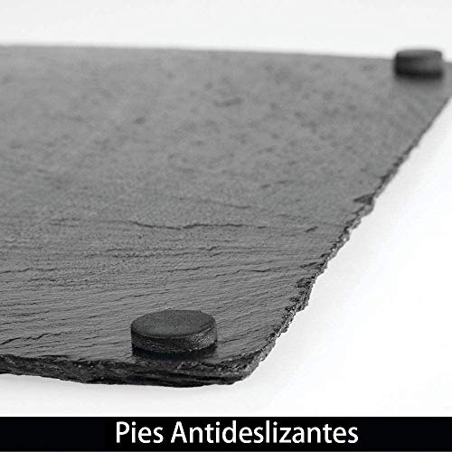 e!Orion Platos de Pizarra – Bandeja de Pizarra para Comida, Embutidos, Queso, Tartas, Aperitivos, etc. – También Sirve como Pizarra de Tiza para menús o anuncios – 20 x 13cm