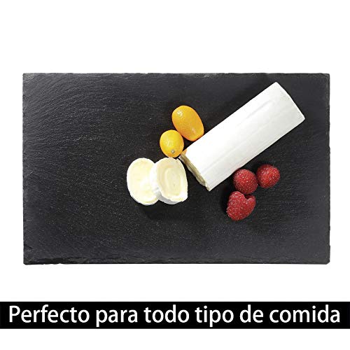 e!Orion Platos de Pizarra – Bandeja de Pizarra para Comida, Embutidos, Queso, Tartas, Aperitivos, etc. – También Sirve como Pizarra de Tiza para menús o anuncios – 20 x 13cm