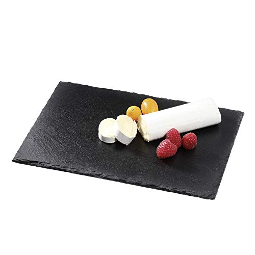 e!Orion Platos de Pizarra – Bandeja de Pizarra para Comida, Embutidos, Queso, Tartas, Aperitivos, etc. – También Sirve como Pizarra de Tiza para menús o anuncios – 20 x 13cm