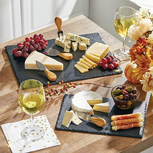 e!Orion Platos de Pizarra – Bandeja de Pizarra para Comida, Embutidos, Queso, Tartas, Aperitivos, etc. – También Sirve como Pizarra de Tiza para menús o anuncios – 20 x 13cm