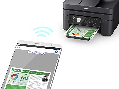 Epson WorkForce WF-2830DWF - Impresora multifunción de inyección de tinta 4 en 1 (impresora, escáner, copia, fax, ADF, WiFi, dúplex, cartuchos individuales, DIN A4), color negro