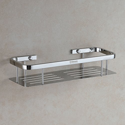 Eridanus Estante para Ducha, Estantería de Baño Rectángulo de Acero Inoxidable en la Pared Bandeja Taladrada de Cocina para Accesorios de Baño, Plata(34,5x13x7cm)