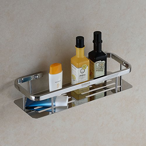 Eridanus Estante para Ducha, Estantería de Baño Rectángulo de Acero Inoxidable en la Pared Bandeja Taladrada de Cocina para Accesorios de Baño, Plata(34,5x13x7cm)