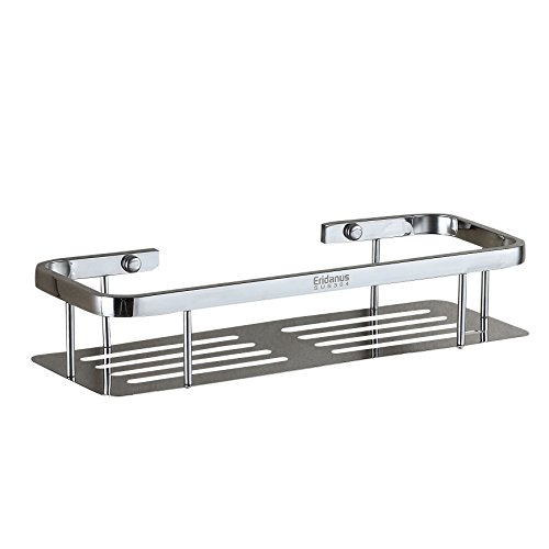 Eridanus Estante para Ducha, Estantería de Baño Rectángulo de Acero Inoxidable en la Pared Bandeja Taladrada de Cocina para Accesorios de Baño, Plata(34,5x13x7cm)