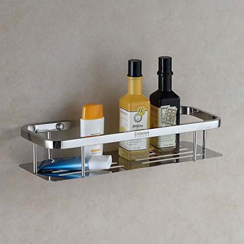 Eridanus Estante para Ducha, Estantería de Baño Rectángulo de Acero Inoxidable en la Pared Bandeja Taladrada de Cocina para Accesorios de Baño, Plata(34,5x13x7cm)