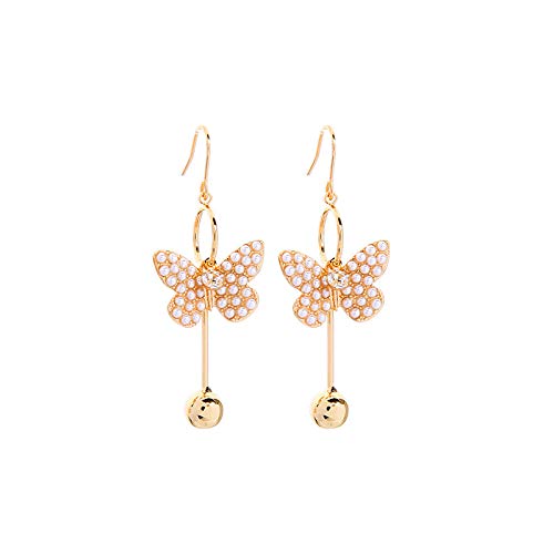 Erin Earring Dancing Butterfly Drop Earrings Acrílico Pearl Gold Color Dangle Earrings Women Fashion Gift Wedding Nuevo