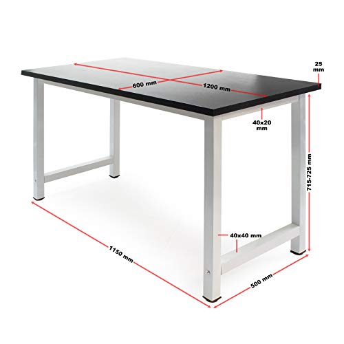 Escritorio 120x60x74cm Negro Mesa oficina ordenador comedor Metálica Muebles Mobiliario Despacho