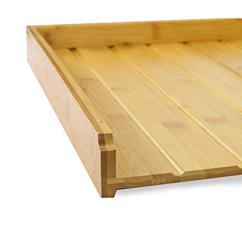 Escurridor de bambú | Escurridor de platos de madera | Escurreplatos| Organizador de cubiertos de una pieza | Accesorios de cocina | Herramientas de limpieza | M&W