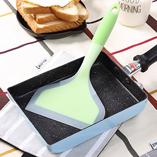 Espátula de omelette de silicona respetuosa con el medio ambiente, espátula antiadherente para cocinar huevos crepes, brownies, peces, tortitas y pizza 12*26cm, Grass Green