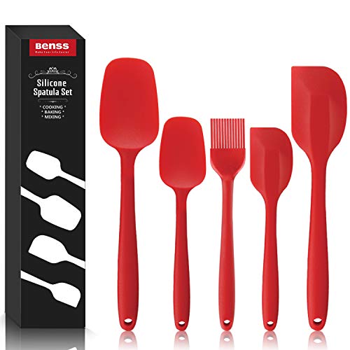 Espátulas de Silicona Utensilios Cocina de Silicona, Resistente al Calor No Tóxico Antiadherente Hornear Cocinar, Juego de Espátulas de Silicona, 4 Espátulas + 1 Pinceles