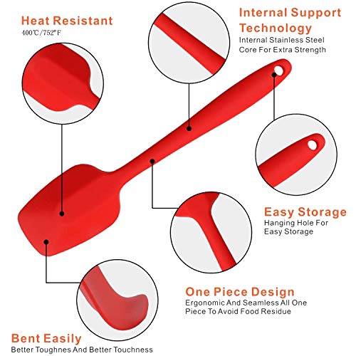 Espátulas Silicona Cocina, 3 piezas Espatula de Silicona + 2 piezas Pinceles de Repostería, Espatula Cocina - Antiadherentes, 400℃ Resistente al Calor, Utensilios para Cocina y Horneado