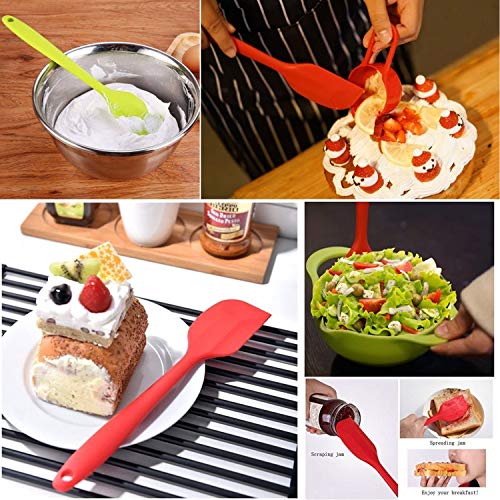 Espátulas Silicona Cocina, 3 piezas Espatula de Silicona + 2 piezas Pinceles de Repostería, Espatula Cocina - Antiadherentes, 400℃ Resistente al Calor, Utensilios para Cocina y Horneado