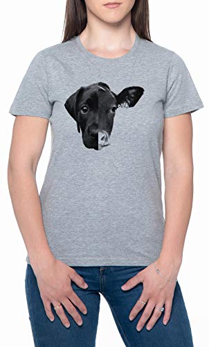 Especismo Vaca Perro División Cara Gris Mujer Camiseta Mangas Cortas Tamaño XL Mens T-Shirt Grey Size XL