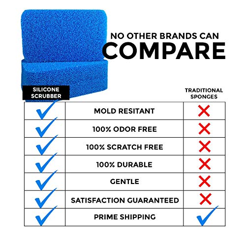 Esponja Antimicrobiana para Platos de Silicona de Smith (Cantidad: 3, Color: Azul) | Modernas Esponjas para Cocina y Platos | 100% Resistentes al Moho y Bacterias!