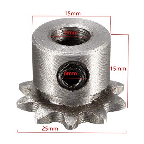 EsportsMJJ 8 mm Bore 10 Dientes Metal Gear Motor Cadena Rodillos Motrices Piñón