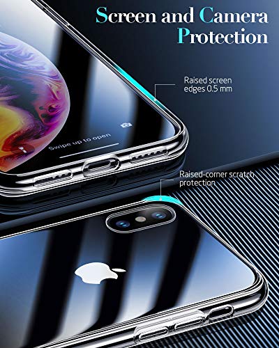 ESR Funda para iPhone XS/X Cristal Templado [Imita la Parte Posterior del Vidrio del iPhone XS/X] [Resistente a los Arañazos] + Borde de Silicona Suave para Apple iPhone XS/X de 5.8“-Transparente