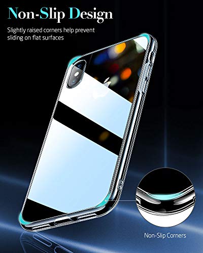 ESR Funda para iPhone XS/X Cristal Templado [Imita la Parte Posterior del Vidrio del iPhone XS/X] [Resistente a los Arañazos] + Borde de Silicona Suave para Apple iPhone XS/X de 5.8“-Transparente