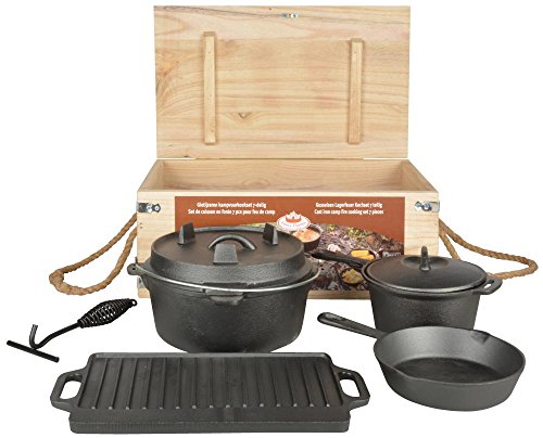 Esschert Design Dutch Oven Set 7teilig Tejido holandés, Negro, 28.9 x 28 x 15.8 cm