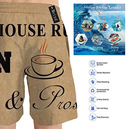 Esta casa Funciona con Traje de baño de Secado rápido para Hombres Coffee & Prosecco con Bolsillos Cintura elástica Larga Pantalones Cortos de Playa Pantalones Cortos de baño XXL