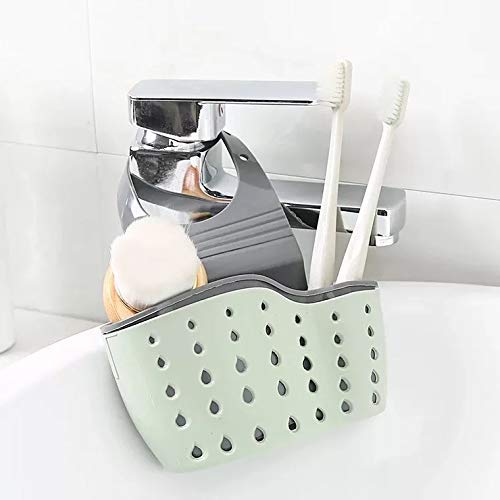 Estante de Almacenamiento Para Fregadero, Organizador de Fregadero Cocina Cesto Porta Esponja Jabonera Blanco, Soporte Para Jabón (Blanco) (Gris)  (B)