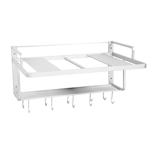 Estante de horno para microondas, estante de aluminio para colgar en la pared, doble capa, para microondas, horno, cocina, estante de almacenamiento, organizador, 55 x 38,5 x 25 cm