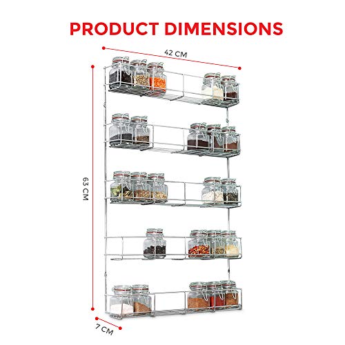 Estantería de 5baldas para especias hierbas tarro accesorio de soporte para montaje en armario de cocina puerta de almacenamiento o pared por Express Trading