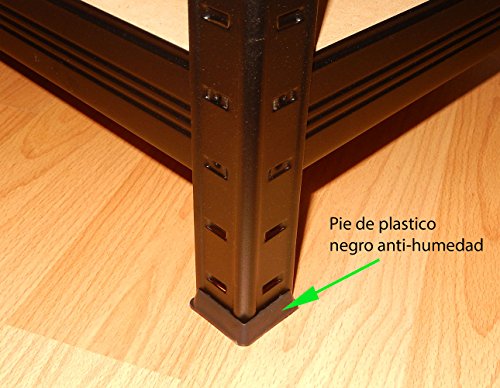 Estantería Metálica de 180x75x35 con 5 pisos, Negro granurado (anti-huellas), sin tornillos, decorativa para oficina u hogar.