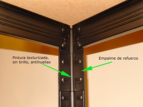 Estantería Metálica de 180x75x35 con 5 pisos, Negro granurado (anti-huellas), sin tornillos, decorativa para oficina u hogar.