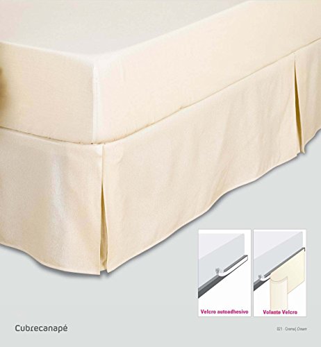 ESTELA - Cubrecanapé Hilo Tintado RÚSTICO Color Crema - Cama de 180 cm. - Cierre con Velcro - 50% algodón / 50% poliéster - Medidas: 180 x 190/200 + 35 cm.