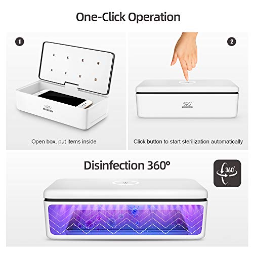 Esterilizador UV, 59S UV Esterilizador Caja LED con 8 Bolas Lámpara de Esterilización Rápida 99.9%, Adecuado para Teléfonos Celulares, Gafas, Estética, Herramientas de Belleza y Cuidado Personal, etc