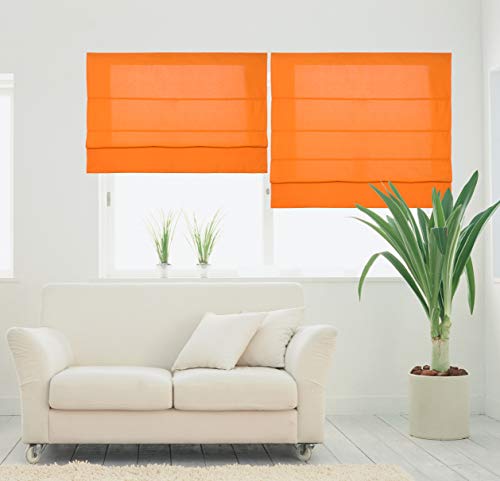 Estores Basic, Stor plegable con varillas, Naranja, 150x175cm, estores para ventana, estores plegables.