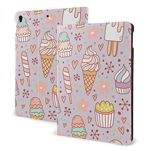 Estuche iPad Personalizado Galletas Piruletas Magdalenas Caramelo Helado Café Comida Soporte multiángulo Ángulo magnético Auto Despertar iPad Estuche Protector para iPad 7th 10.2 Inch