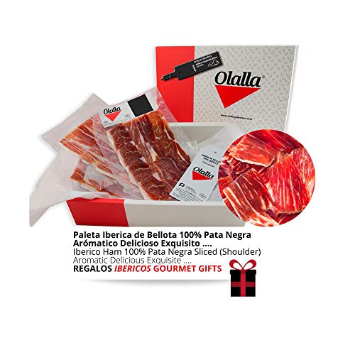 Estuche Paleta de Jamon de Bellota 100% Iberica Reserva Pata Negra - 10 Sobres Loncheados de 100 gr de Jamon Iberico Cortado a Mano y Envasados al Vacio - Embutidos y Regalos Ibericos Gourmet - 1 kg