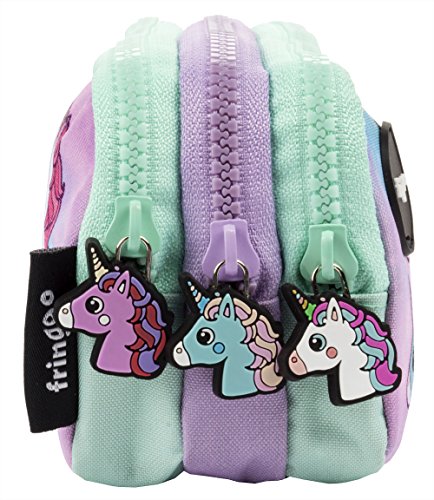 Estuche para lápices de 3 compartimentos FRINGOO, para niños, divertido y bonito, color Pastel Unicorns - 3 Compartments Large