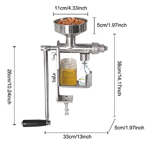 ETE ETMATE Máquina Manual de Prensa de Aceite Extractor de Aceite de Nuez de Acero Inoxidable 304 Semillas Aceite de Oliva Extractor de Aceite de expulsor de Aceite de Grado alimenticio